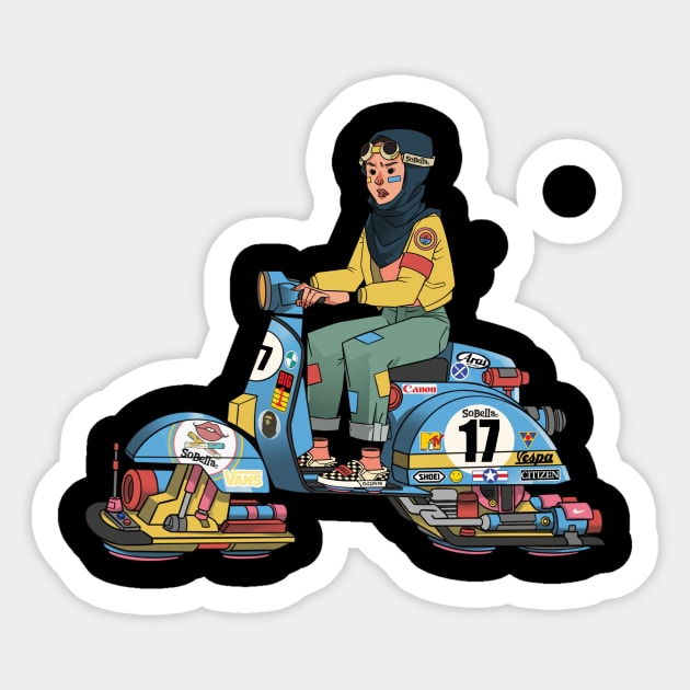 FUTURISTIC SCOOTER GIRL Sticker by pexdollah